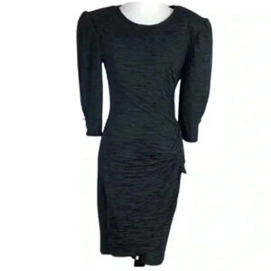 Vintage how sweet it is black wiggle dress 80s 90s 3/4 sleeves party formal